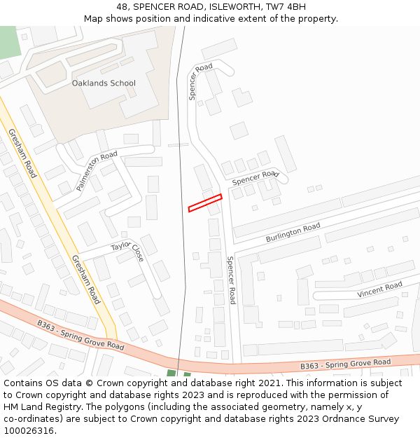 48, SPENCER ROAD, ISLEWORTH, TW7 4BH: Location map and indicative extent of plot