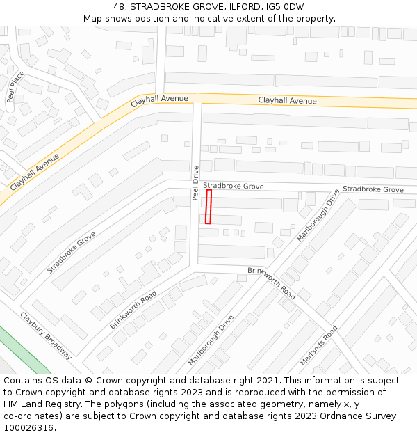 48, STRADBROKE GROVE, ILFORD, IG5 0DW: Location map and indicative extent of plot