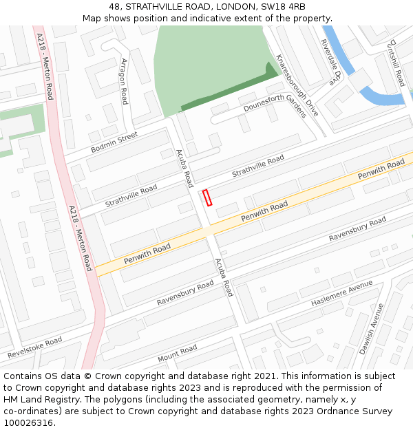 48, STRATHVILLE ROAD, LONDON, SW18 4RB: Location map and indicative extent of plot