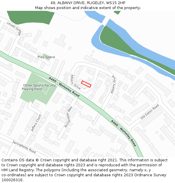 49, ALBANY DRIVE, RUGELEY, WS15 2HP: Location map and indicative extent of plot