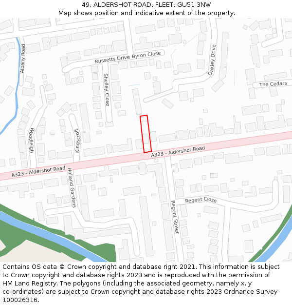49, ALDERSHOT ROAD, FLEET, GU51 3NW: Location map and indicative extent of plot