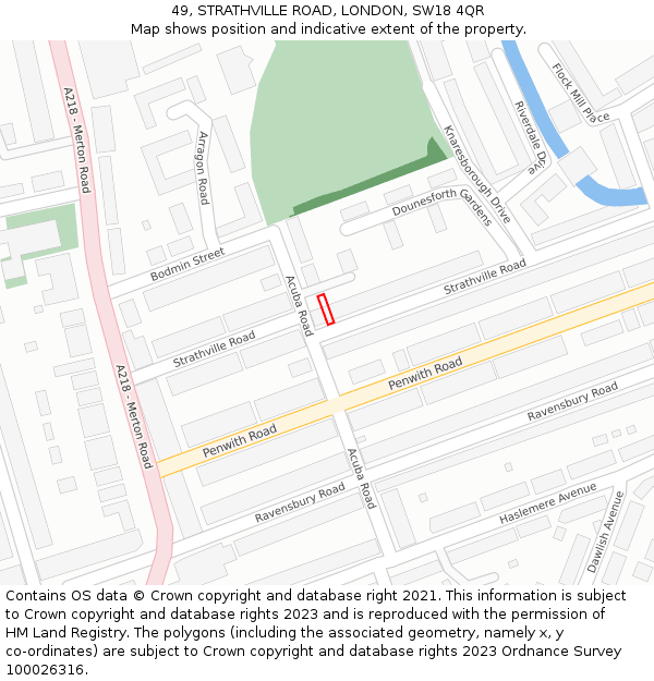 49, STRATHVILLE ROAD, LONDON, SW18 4QR: Location map and indicative extent of plot