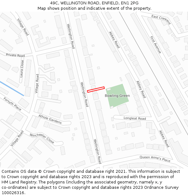 49C, WELLINGTON ROAD, ENFIELD, EN1 2PG: Location map and indicative extent of plot