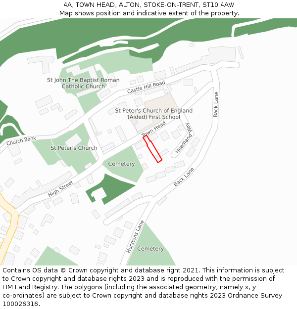 4A, TOWN HEAD, ALTON, STOKE-ON-TRENT, ST10 4AW: Location map and indicative extent of plot