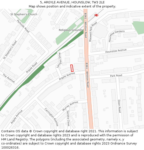 5, ARGYLE AVENUE, HOUNSLOW, TW3 2LE: Location map and indicative extent of plot