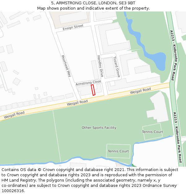 5, ARMSTRONG CLOSE, LONDON, SE3 9BT: Location map and indicative extent of plot
