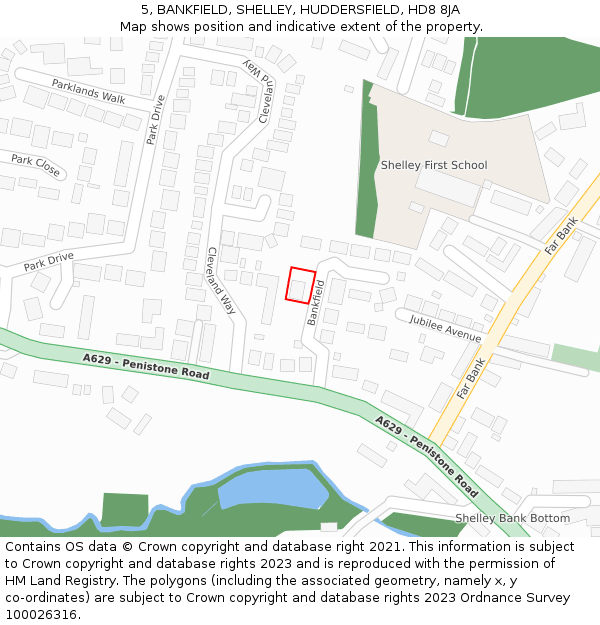 5, BANKFIELD, SHELLEY, HUDDERSFIELD, HD8 8JA: Location map and indicative extent of plot