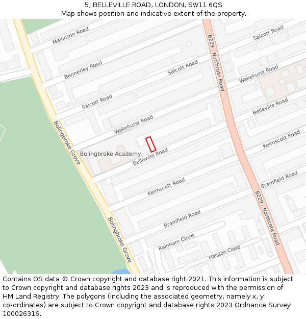 5, BELLEVILLE ROAD, LONDON, SW11 6QS: Location map and indicative extent of plot