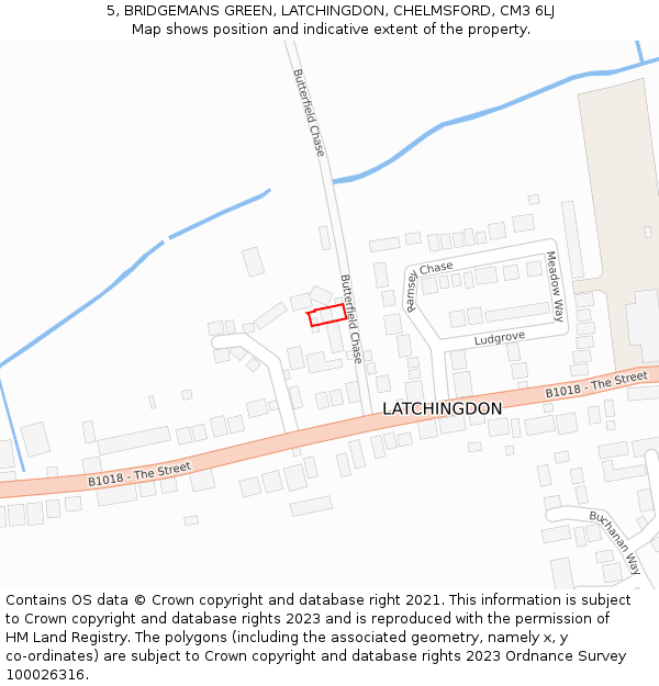 5, BRIDGEMANS GREEN, LATCHINGDON, CHELMSFORD, CM3 6LJ: Location map and indicative extent of plot