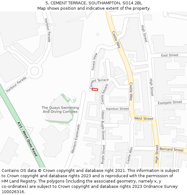 5, CEMENT TERRACE, SOUTHAMPTON, SO14 2BL: Location map and indicative extent of plot
