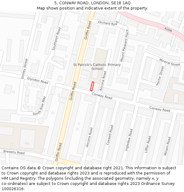 5, CONWAY ROAD, LONDON, SE18 1AQ: Location map and indicative extent of plot