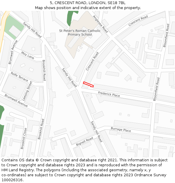 5, CRESCENT ROAD, LONDON, SE18 7BL: Location map and indicative extent of plot