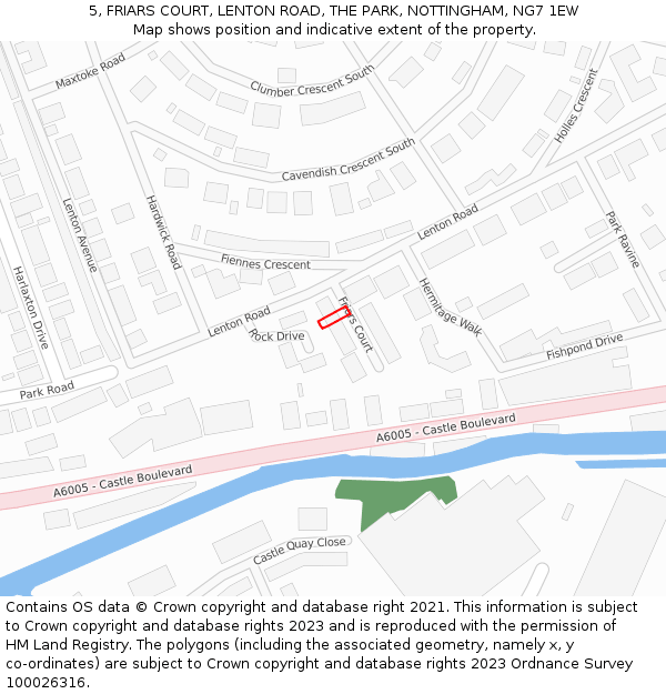 5, FRIARS COURT, LENTON ROAD, THE PARK, NOTTINGHAM, NG7 1EW: Location map and indicative extent of plot