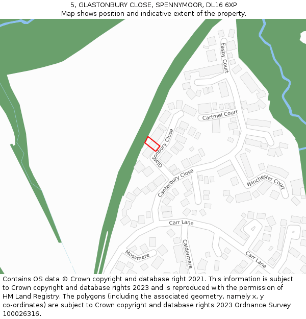 5, GLASTONBURY CLOSE, SPENNYMOOR, DL16 6XP: Location map and indicative extent of plot