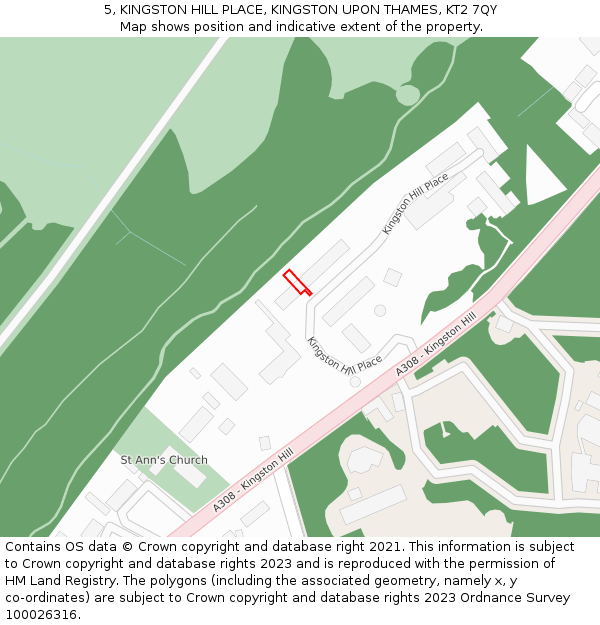5, KINGSTON HILL PLACE, KINGSTON UPON THAMES, KT2 7QY: Location map and indicative extent of plot