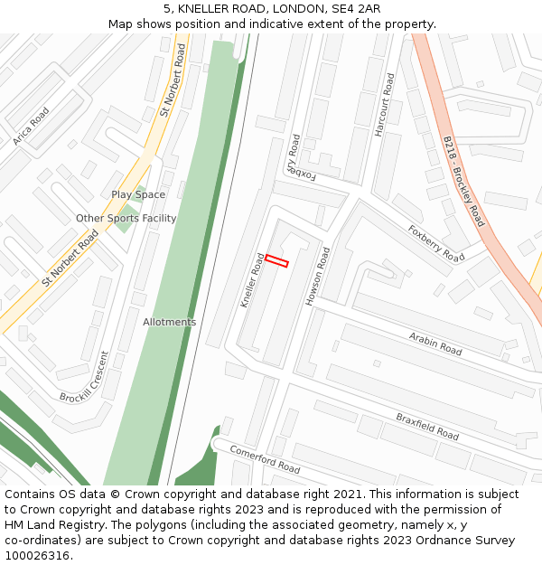 5, KNELLER ROAD, LONDON, SE4 2AR: Location map and indicative extent of plot