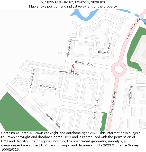 5, NEWMARSH ROAD, LONDON, SE28 8TA: Location map and indicative extent of plot