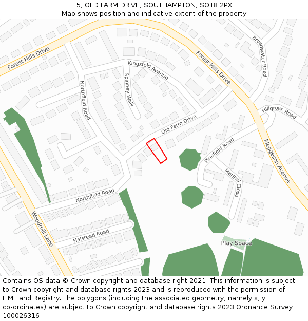 5, OLD FARM DRIVE, SOUTHAMPTON, SO18 2PX: Location map and indicative extent of plot