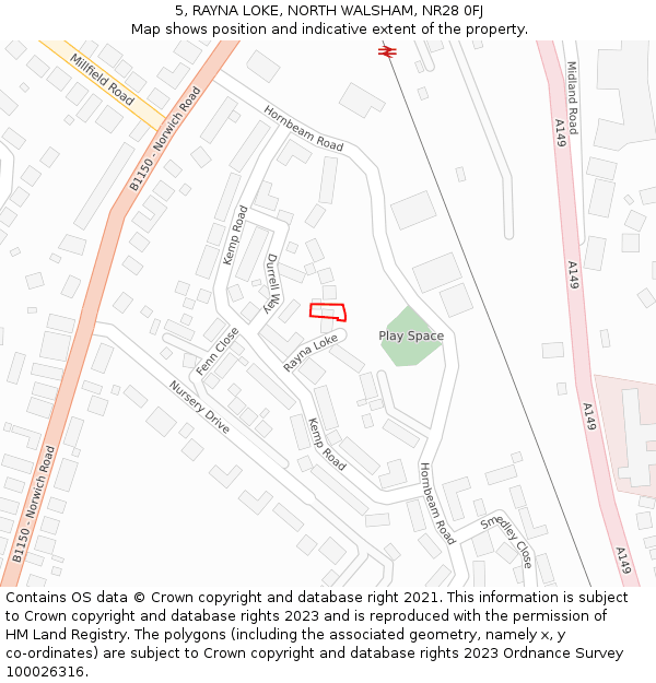 5, RAYNA LOKE, NORTH WALSHAM, NR28 0FJ: Location map and indicative extent of plot