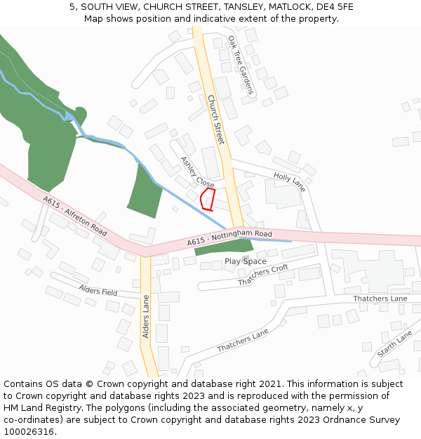 5, SOUTH VIEW, CHURCH STREET, TANSLEY, MATLOCK, DE4 5FE: Location map and indicative extent of plot