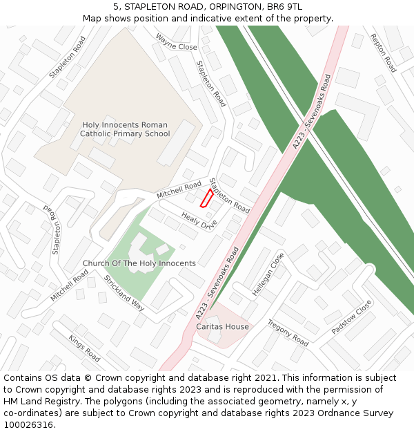 5, STAPLETON ROAD, ORPINGTON, BR6 9TL: Location map and indicative extent of plot