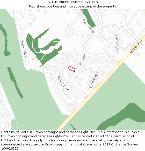 5, THE GREEN, EXETER, EX2 7SQ: Location map and indicative extent of plot