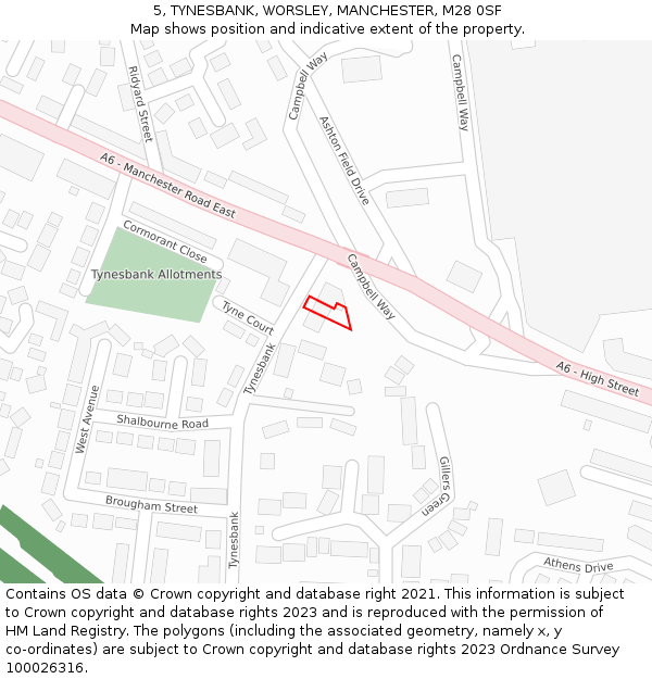 5, TYNESBANK, WORSLEY, MANCHESTER, M28 0SF: Location map and indicative extent of plot