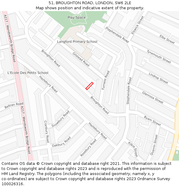 51, BROUGHTON ROAD, LONDON, SW6 2LE: Location map and indicative extent of plot