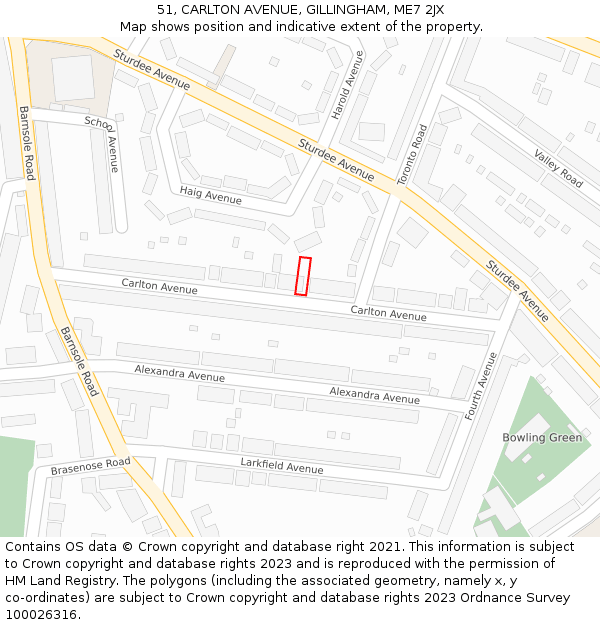 51, CARLTON AVENUE, GILLINGHAM, ME7 2JX: Location map and indicative extent of plot