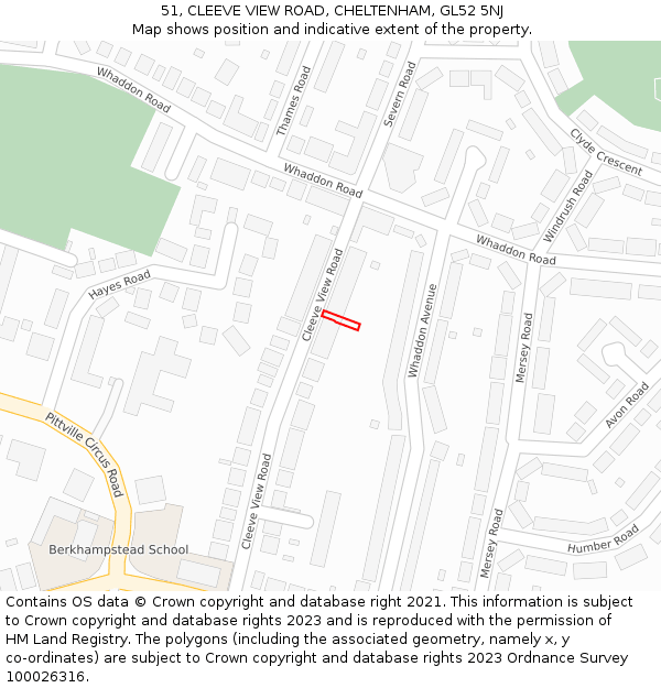 51, CLEEVE VIEW ROAD, CHELTENHAM, GL52 5NJ: Location map and indicative extent of plot