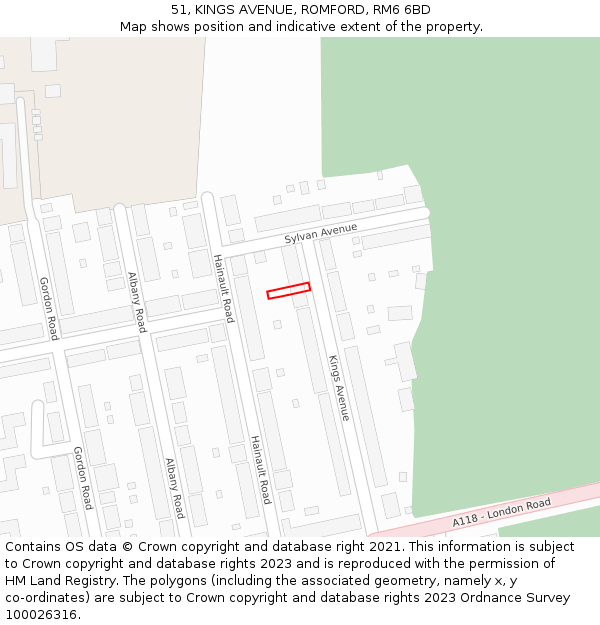 51, KINGS AVENUE, ROMFORD, RM6 6BD: Location map and indicative extent of plot