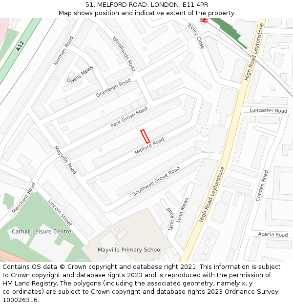 51, MELFORD ROAD, LONDON, E11 4PR: Location map and indicative extent of plot