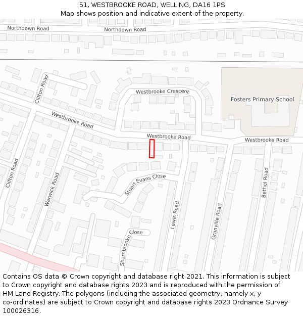 51, WESTBROOKE ROAD, WELLING, DA16 1PS: Location map and indicative extent of plot