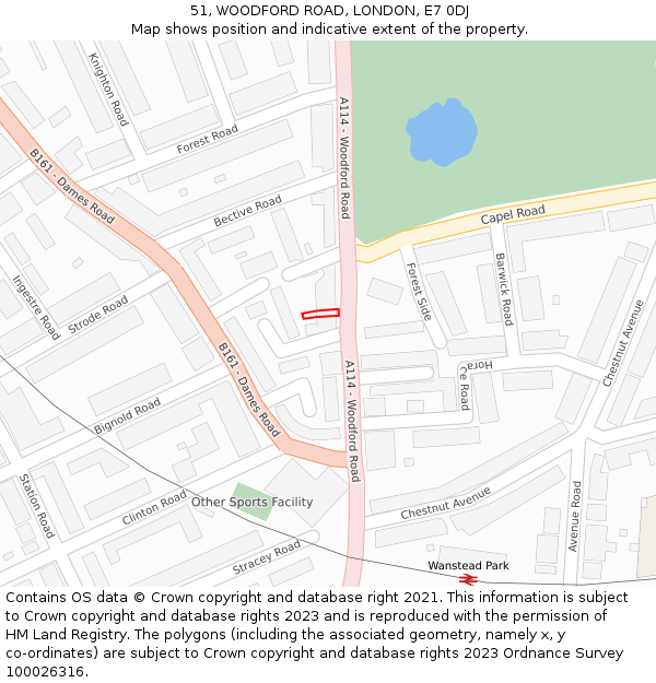 51, WOODFORD ROAD, LONDON, E7 0DJ: Location map and indicative extent of plot