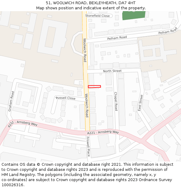 51, WOOLWICH ROAD, BEXLEYHEATH, DA7 4HT: Location map and indicative extent of plot