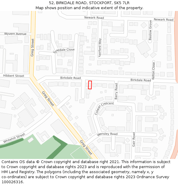 52, BIRKDALE ROAD, STOCKPORT, SK5 7LR: Location map and indicative extent of plot
