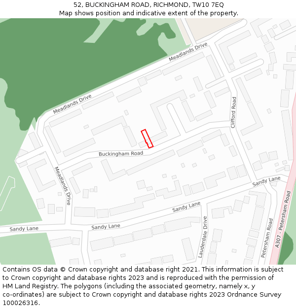 52, BUCKINGHAM ROAD, RICHMOND, TW10 7EQ: Location map and indicative extent of plot