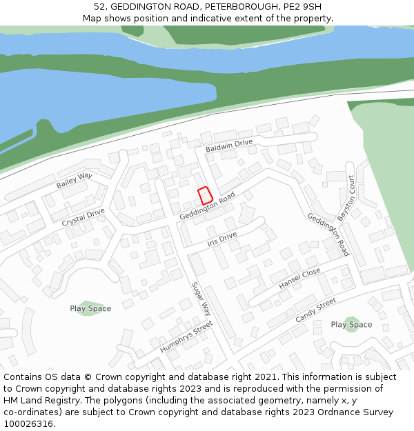52, GEDDINGTON ROAD, PETERBOROUGH, PE2 9SH: Location map and indicative extent of plot