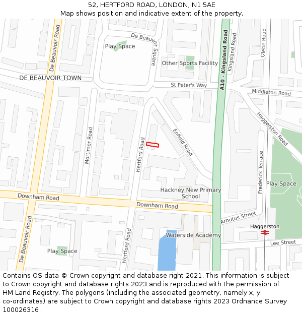 52, HERTFORD ROAD, LONDON, N1 5AE: Location map and indicative extent of plot