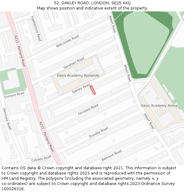 52, OAKLEY ROAD, LONDON, SE25 4XQ: Location map and indicative extent of plot