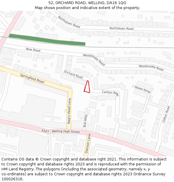 52, ORCHARD ROAD, WELLING, DA16 1QG: Location map and indicative extent of plot