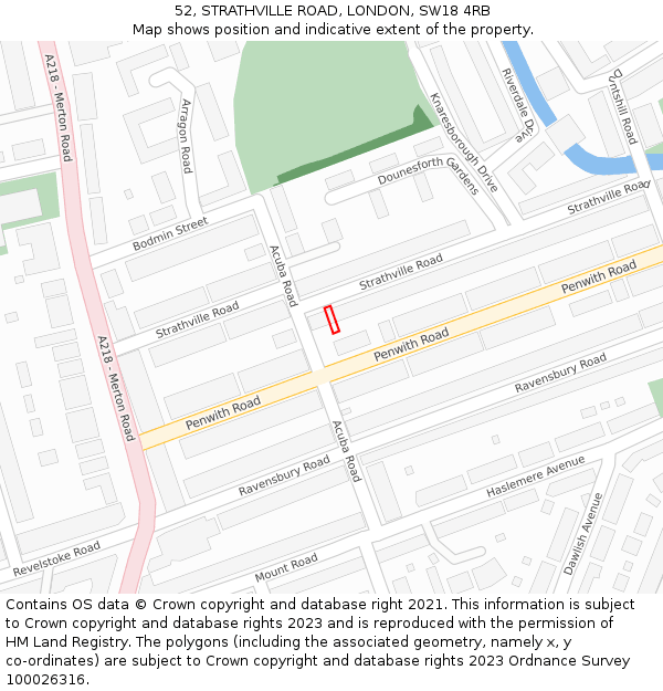 52, STRATHVILLE ROAD, LONDON, SW18 4RB: Location map and indicative extent of plot