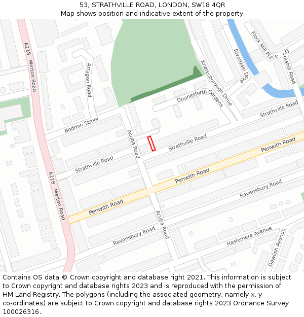 53, STRATHVILLE ROAD, LONDON, SW18 4QR: Location map and indicative extent of plot