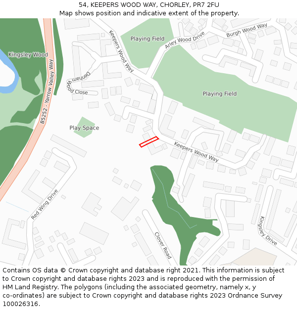 54, KEEPERS WOOD WAY, CHORLEY, PR7 2FU: Location map and indicative extent of plot