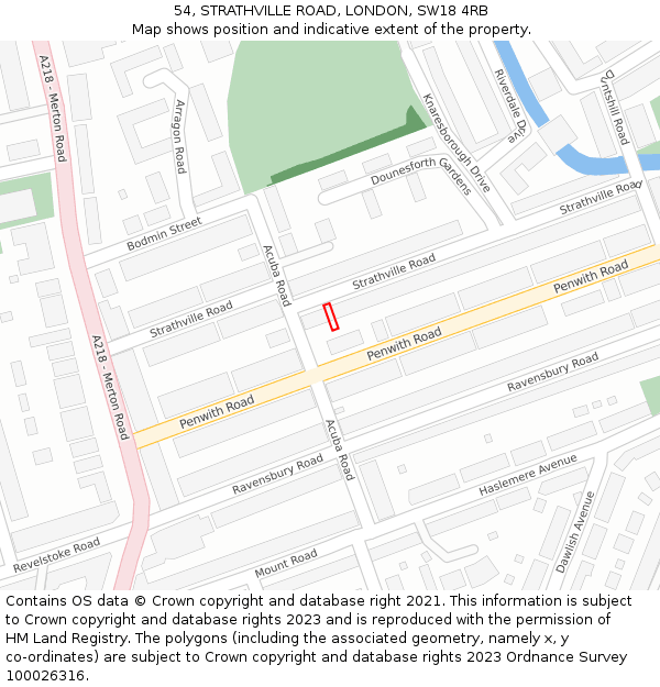 54, STRATHVILLE ROAD, LONDON, SW18 4RB: Location map and indicative extent of plot