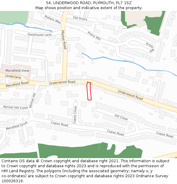 54, UNDERWOOD ROAD, PLYMOUTH, PL7 1SZ: Location map and indicative extent of plot