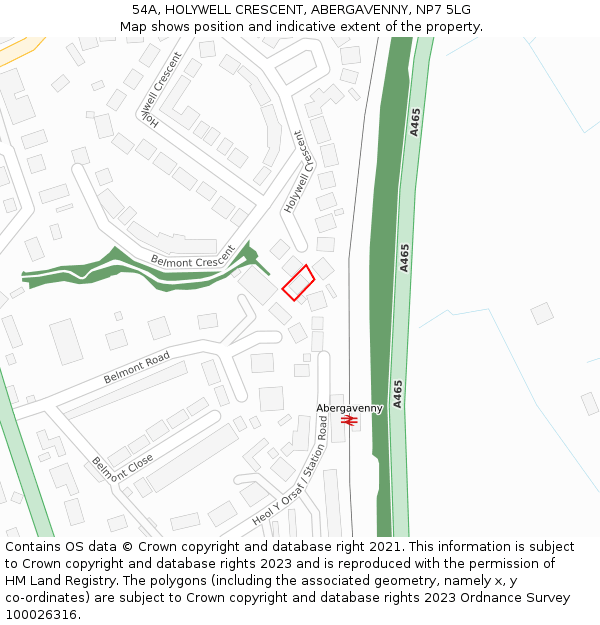 54A, HOLYWELL CRESCENT, ABERGAVENNY, NP7 5LG: Location map and indicative extent of plot