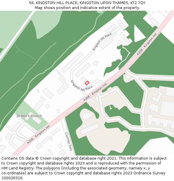 56, KINGSTON HILL PLACE, KINGSTON UPON THAMES, KT2 7QY: Location map and indicative extent of plot