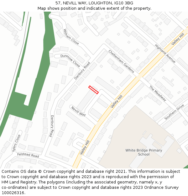 57, NEVILL WAY, LOUGHTON, IG10 3BG: Location map and indicative extent of plot