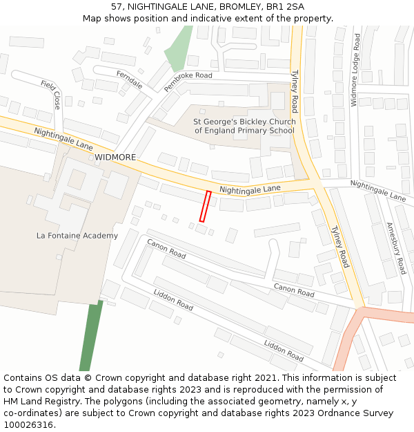 57, NIGHTINGALE LANE, BROMLEY, BR1 2SA: Location map and indicative extent of plot